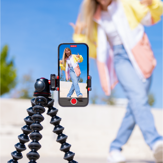 Student filming content